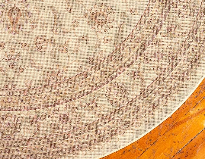 Unique Loom Voyage Collection Traditional Oriental Classic Intricate Design Area Rug (8' 0 x 8' 0 Round, Ivory/Gold)
