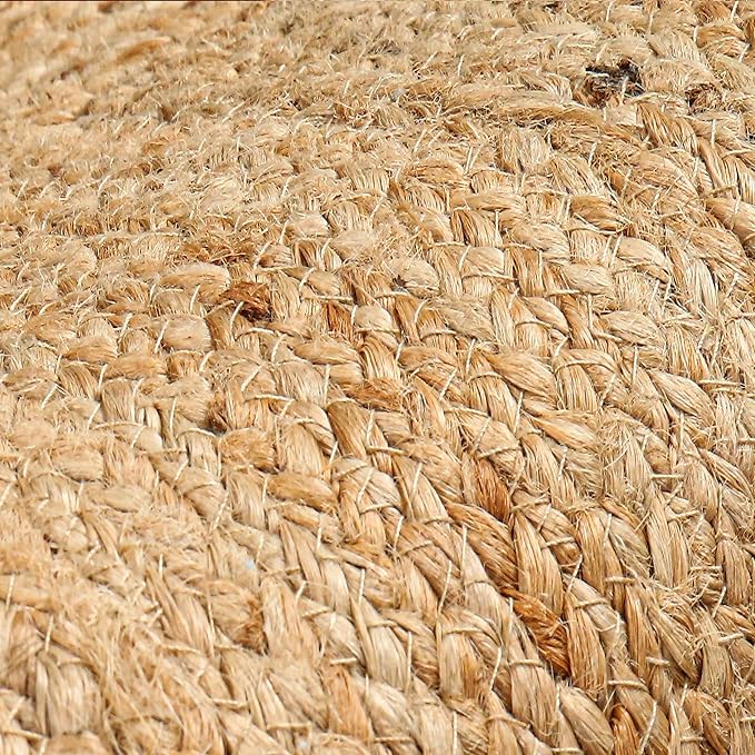 Hand Woven Farmhouse Jute Area Rug 6x9 Ft Rectuangle Natural Yarn, Rustic Vintage Beige Braided Reversible Rug, Eco Friendly Rugs for Bedroom, Kitchen, Living Room, Farmhouse 100% Jute Rug - Natural