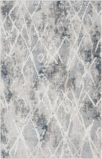 Adel Modern Area Rug for Living Room, 4x6 Rustic Distressed Abstract Blue Rug, Medium Pile Stain Resistant Carpet for Bedroom, Dining Room or Kitchen (4' x 6', Blue)