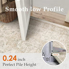 5x7 Washable Area Rug Beige Vintage Distressed Rug for Office Oriental Soft Thin Indoor Retro Carpet Non Slip Low Pile Floor Cover for Living Ding Room Bedroom Laundry Dorm