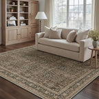Entryway Area Rug 4x6 Brown Vintage Washable Office Carpet Traditional Distressed Indoor Entry Soft Non Slip Small Door Mat Retro Low Pile Thin Rug for Kitchen Laundry Bedroom