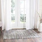 SAFAVIEH Rag Rug Collection Accent Rug - 2'3" x 5', Grey, Handmade Boho Stripe Cotton, Ideal for High Traffic Areas in Entryway, Living Room, Bedroom (RAR121A)