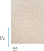 Livabliss x Our PNW Home Cascade Minimalist Striped Area Rug, 5'3" x 7', Light Brown