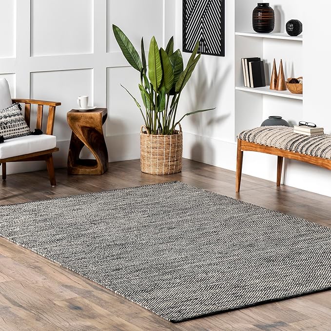 nuLOOM Alessi Solid Farmhouse Cotton Area Rug, 5x8, Grey