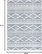 SAFAVIEH Tulum Collection Area Rug - 5'3" x 7'6", Ivory & Navy, Moroccan Boho Tribal Design, Non-Shedding & Easy to Clean, Ideal for Living Room, Bedroom, Dining Space (TUL272D)