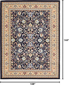 Rugs.com Yasmin Collection Rug – 9' x 12' Navy Blue Medium Rug Perfect for Living Rooms, Large Dining Rooms, Open Floorplans