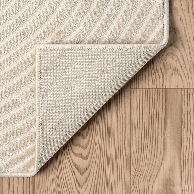 Abani Neutral Beige Area Rug 9' x 12' for Living Room, Bedroom - Zen Reiki Circles Pattern - Durable & Easy to Clean