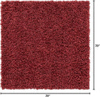 Unique Loom Davos Shag Collection Area Rug - Solid (3' 3" Square, Poppy)