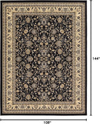 Rugs.com Yasmin Collection Rug – 9' x 12' Black Medium Rug Perfect for Living Rooms, Large Dining Rooms, Open Floorplans