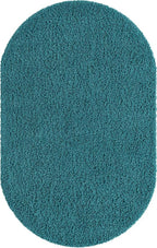 Unique Loom Solid Shag Collection Area Rug (5' 3" x 8' Oval, Deep Aqua Blue)