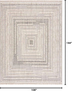 Hauteloom Lunao Living Room, Bedroom Area Rug - Farmhouse - Charcoal,Cream,Peach - 8'10" x 12'