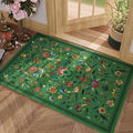 Vintage Medallion Floral Indoor Door Mat 2x3, Machine Washable Entryway Rug, Low Pile Soft Small Carpet, Non-Slip Area Rug for Entrance, Bedroom, Kitchen & Kids Room | Green