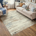 3x5 Area Rug Washable Beige Brown Abstract Office Carpet Modern Neutral Non Slip Soft Low Pile Indoor Entry Contemporary Aesthetic Door Mat Bedroom Throw Rug for Kitchen Laundry Dining Room