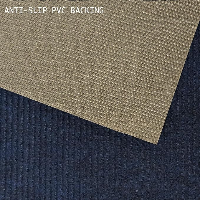 English Home Custom Size Anti Slip Striped Design Light Weight Durable TPR Backing Thin Pile Runner Rug (26" x 12')