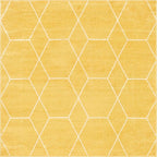 Unique Loom Trellis Frieze Collection Area Rug - Geometric (6' Square, Yellow/ Ivory)