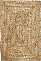 Hausattire Hand Woven Jute Braided Rug, 2'x3' – Natural, Reversible Boho Entry Area Rugs for Kitchen, Living Room I Farmhouse Indoor Outdoor Decorative Floor Rug, 24x36 Inches