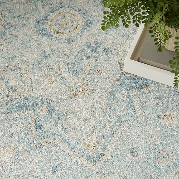 Nourison Home Astra Machine Washable Light Blue 7'10" x 10' Area Rug - Easy Clean, Non Shedding, Bed Room, Living Room, Dining Room, Kitchen (8' x 10')