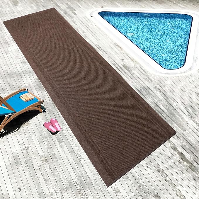 English Home Custom Size Non Slip Striped Design Light Weight Durable PVC Backing Thin Pile Runner Rug (26" x 50')