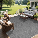 LBRO2M Easy Jute Solid Area Rug 5X7 Washable Rugs for Living Room Bedroom Natural Jute Look Indoor Outdoor Rug Durable, Solid Non Shedding Eco Friendly (5X7 Black Gray)