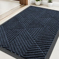 Kitinjoy Front Door Mat Outside Entrance, Sturdy Natural Dirt Trapper, Heavy Duty Rubber Doormat, Low Profile Non-Slip Backing, Easy Clean Floor Mat for Indoor Outdoor Entry, 29.5X17 Inch, Navy Blue