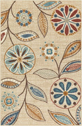 Maples Rugs Reggie Floral Kitchen Rug - Made in USA - Washable, Non Slip Indoor Carpet for Entryway, Foyer, Kitchen, and Bathroom, 2'6 x 3'10, Beige