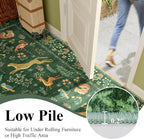 DUKINO 2x10 Rug for Hallway, Washable Kitchen Runner Rug with Non Slip Backing, Soft Low Pile Vintage Animal Runner for Bedroom, Kitchen, Hallway, Entryway, Laundry, Green