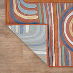 CAMILSON Indoor Outdoor Rug, Orange 9x12 Geometric Arch Striped Large Area Rugs for Patio and Home Areas, Easy-Cleaning Non-Shedding Living Room, Garden and Deck Washable Outside Carpet (9 x 12)