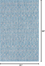 Unique Loom Outdoor Trellis Collection Area Rug - Tribal Trellis (5' 1" x 8' Rectangle, Aqua/ Ivory)