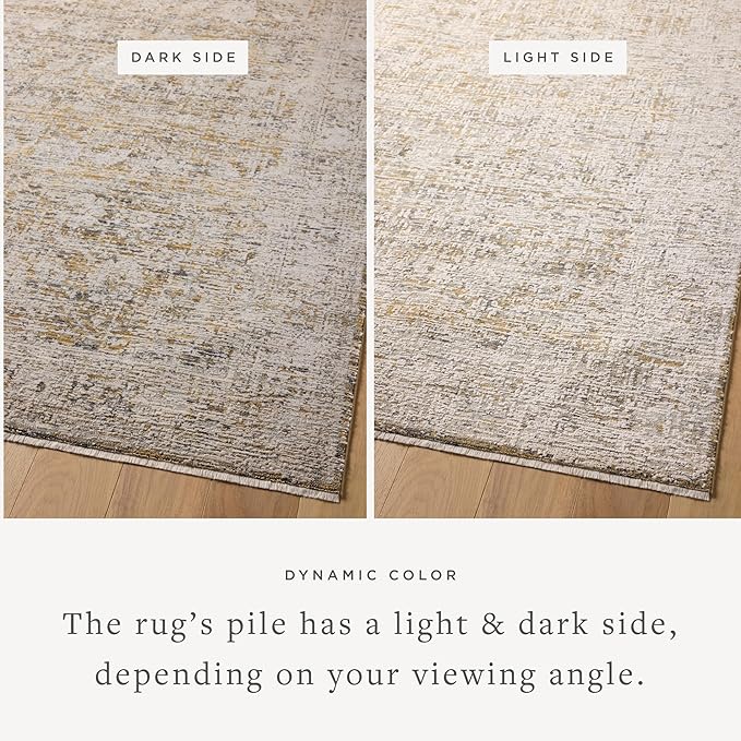 Loloi Amber Lewis Alie Collection ALE-05 Gold/Beige 2'-7'' x 7'-9'', .13'' Pile Height, Runner Rug