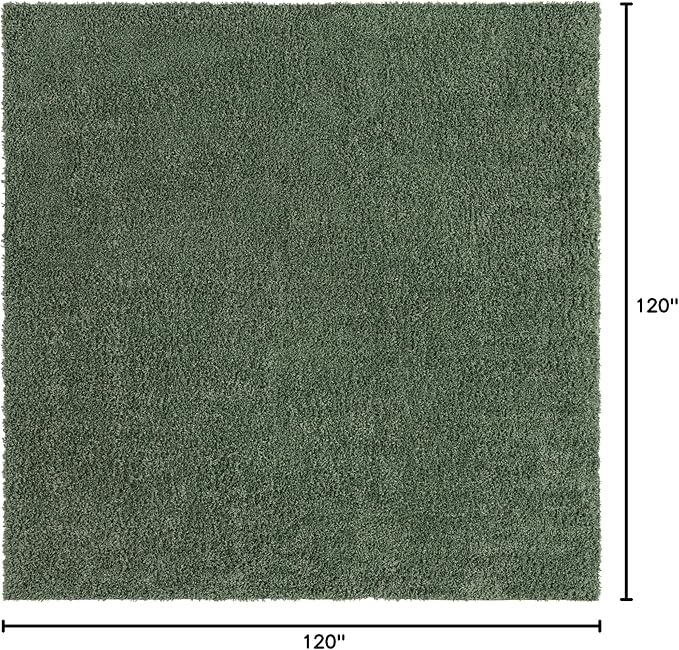Unique Loom Davos Shag Collection Area Rug - Solid (10' Square, Sage)