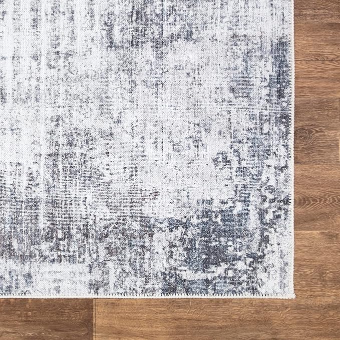 Bloom Rugs Washable Non-Slip 10x14 Rug - Gray/Charcoal/Blue Modern Abstract Area Rug for Living Room, Bedroom, Dining Room, and Kitchen - Exact Size: 10' x 14'