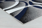 GLORY RUGS Area Rug 4x6 Navy Door Mat Modern Swirls Carpet Bedroom Living Room Contemporary Dining Accent Sevilla Collection 4816