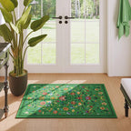 Vintage Medallion Floral Indoor Door Mat 2x3, Machine Washable Entryway Rug, Low Pile Soft Small Carpet, Non-Slip Area Rug for Entrance, Bedroom, Kitchen & Kids Room | Green