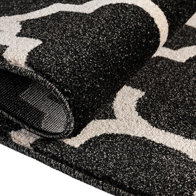 Rugs.com Lattice Collection Rug – 3' x 5' Black Medium Rug Perfect for Entryways, Kitchens, Breakfast Nooks, Accent Pieces