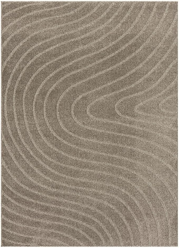 LUXE WEAVERS Modern Geometric Wave Taupe 2x3 Area Rug