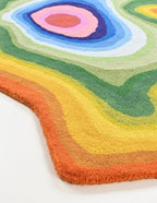 Irregular Shaped Handmade Wool Area Rug | Modern Colourful Stripe Premium Carpet | Perfect for Living Room, Bedroom, Dining Room & Home Decor (Rainbow, 10x10 ft)