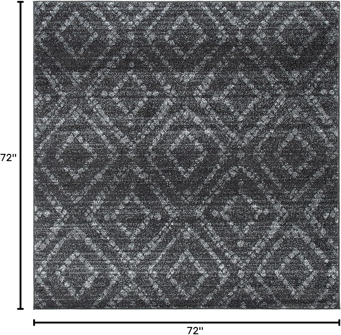 SAFAVIEH Adirondack Collection Area Rug - 6' Square, Dark Grey & Grey, Modern Diamond Distressed Design, Non-Shedding & Easy Care, Ideal for High Traffic Areas in Living Room, Bedroom (ADR131F)