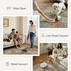 Bavni 8x10 Area Rugs for Living Room, Machine Washable Rug Non Slip, Vintage Chenille Distressed Print Carpet, Large Low Pile Ultra-Thin Lightweight Rugs for Bedroom, Dining Room, Office, Blue/Tan/Red