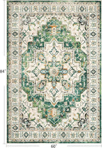 zesthome WashableRug 5x7 Area Rugs,Stain Resistant Rugs for Living Room,Bedroom,Non-Slip Backing Home Decor Rug, Vintage Medallion Pattern Rugs (Green,5'x7')
