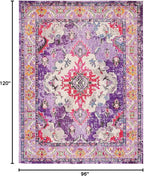 SAFAVIEH Monaco Collection Area Rug - 8' x 10', Violet & Fuchsia, Boho Chic Medallion Distressed Design, Non-Shedding & Easy Care, Ideal for High Traffic Areas in Living Room, Bedroom (MNC243P)