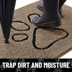 Smiry Dog Door Mat for Muddy Paws, Absorbent Dirt Trapper Non Slip Quick Dry Washable Chenille Mat for Mud Dogs, Entry Rug for Indoor and Outdoor (40x32 Inches, Camel and Black)