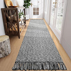 Collive Long Hallway Runner Rug 2.6' x 10', Washable Runners Indoor Entryway Rug, Black/Cream Braided Woven Kitchen Rugs Low-Profile Front Door Floor Carpet for Laundry Room Bedroom Doorway