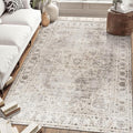 ReaLife Rugs Machine Washable Area Rug - Stain Resistant,Non-Shed - Eco-Friendly,Non-Slip, Family & Pet Friendly - Made from Premium Recycled Fiber - Vintage Bohemian Medallion - Beige Ivory, 3' x 5'