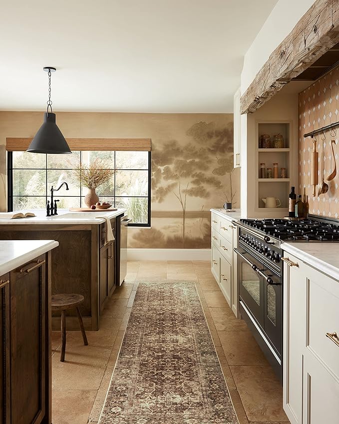 Loloi Magnolia Home by Joanna Gaines Sinclair Collection SIN-01 Rust/Lagoon 8'-6" x 11'-6", .25" Pile Height, Machine Washable, Area Rug