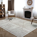 Bloom Rugs Washable Non-Slip 9' x 12' Rug - Brown Striped Area Rug for Living Room, Bedroom, Dining Room, and Kitchen - Exact Size: 9' x 12'