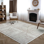 Bloom Rugs Washable Non-Slip 10x14 Rug - Brown Striped Area Rug for Living Room, Bedroom, Dining Room, and Kitchen - Exact Size: 10' x 14'