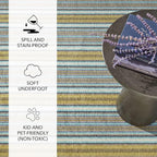 Dash & Albert Treehouse Stripe Machine Washable Rug, 6 X 9 Feet, Green Stripe Pattern