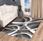 GLORY RUGS Modern Area Rug 4x6 Grey Swirls Carpet Bedroom Living Room Contemporary Dining Accent Sevilla Collection 4816A (Grey)