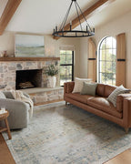 Loloi Magnolia Home by Joanna Gaines Millie Collection MIE-04 Slate/Multi 2'-7" x 8'-0", .25" Pile Height, Runner Rug