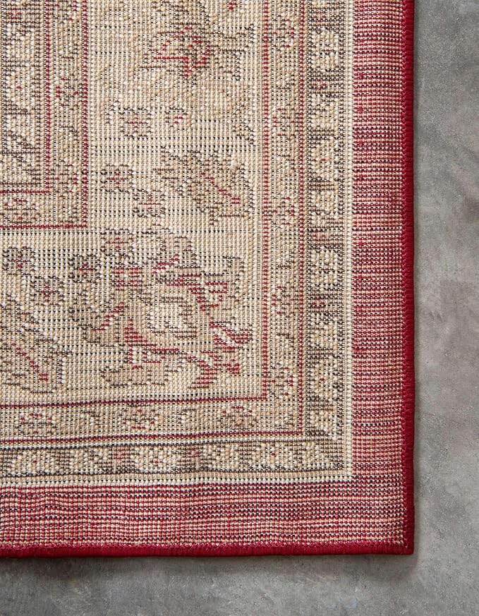 Unique Loom Sialk Hill Collection Area Rug - Washington (2' 7" x 13' 1" Runner Burgundy/Cream)